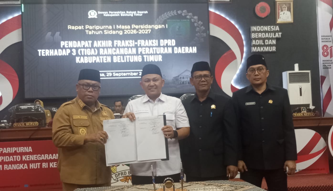 DPRD Beltim Setujui 3 Raperda Baru dan Perubahan APBD 2026